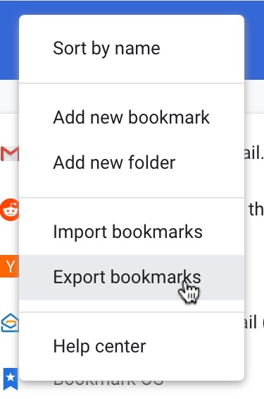 Export Chrome bookmarks