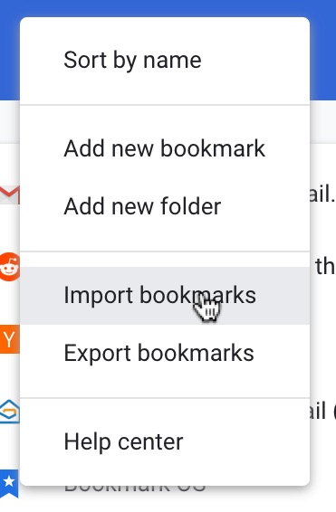 Import Chrome bookmarks