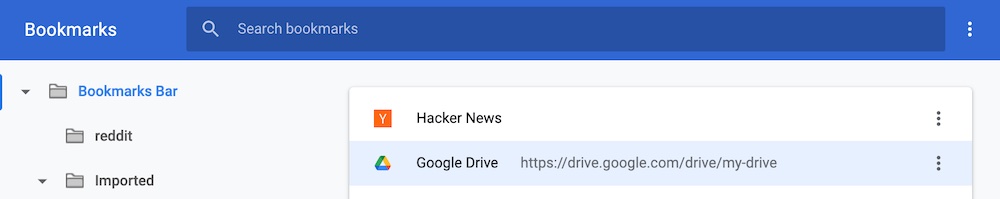 Chrome bookmarks search bar